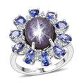 D'Joy Premium Indian Star Ruby, Multi Gemstone Ring in Rhodium Over Sterling Silver (Size 10.0) 9.30 ctw - Sticky add to cart bar