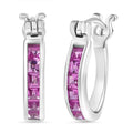 Luxuriant Lab Grown Pink Sapphire 0.75 ctw Hoop Earrings in Platinum Over Sterling Silver - Sticky add to cart bar