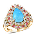 TLV D'Joy Sleeping Beauty Turquoise, Multi Gemstone Ring in 18K Vermeil YG Over Sterling Silver (Size 10.0) 3.80 ctw - Sticky add to cart bar