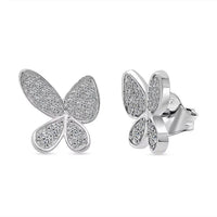 Luxuriant Lab Grown Diamond G-H SI 0.50 ctw Butterfly Earrings in Rhodium Over Sterling Silver