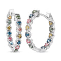 Luxuriant Lab Grown Multi Diamond SI 1.15 ctw Aurora Radiance Hoop Earrings in Rhodium Over Sterling Silver - Sticky add to cart bar