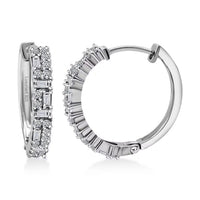 Luxuriant Lab Grown Diamond G-H SI 1.25 ctw Art Deco Earrings in Rhodium Over Sterling Silver