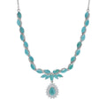 D'Joy Premium Grandidierite and Moissanite 7.95 ctw Art Deco Necklace in Rhodium Over Sterling Silver 18-20 Inches - Sticky add to cart bar