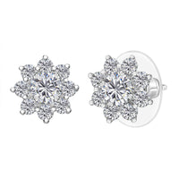 D'Joy Moissanite (Rnd 5mm) Earrings in Rhodium Over Sterling Silver 1.75 ctw