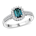Certified & Appraised Rhapsody 950 Platinum AAAA Monte Belo Indicolite, Diamond (E-F, VS) (0.34 cts) Ring (Size 10.0) (5.55 g) 1.55 ctw - Sticky add to cart bar