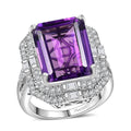 Doorbuster D'Joy AAA Lusaka Amethyst, Moissanite Crowned Oracle Ring in Rhodium Over Sterling Silver (Size 10.0) 13.15 ctw - Sticky add to cart bar