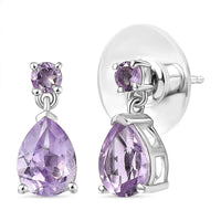 D'Joy Rose De France Amethyst 2.20ctw Stud Earrings in Platinum Over Sterling Silver