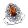 D'Joy Premium Red Citrine, Multi Gemstone Ring in Rhodium Over Sterling Silver (Size 10.0) 4.00 ctw - Sticky add to cart bar
