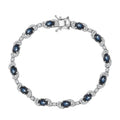 D'Joy Premium Blue Star Sapphire (DF), Moissanite Starlit Harmony Bracelet in Rhodium Over Sterling Silver (7.25 In) 11.00 ctw - Sticky add to cart bar