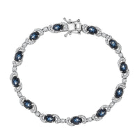 D'Joy Premium Blue Star Sapphire (DF), Moissanite Starlit Harmony Bracelet in Rhodium Over Sterling Silver (7.25 In) 11.00 ctw