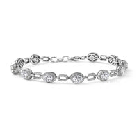 D'Joy Strontium Titanate, Moissanite Bracelet in Rhodium Over Sterling Silver (7.25 In) 8.35 ctw