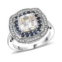 D'Joy Strontium Titanate, Multi Gemstone Ring in Rhodium Over Sterling Silver (Size 10.0) 4.30 ctw