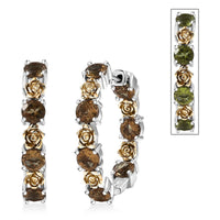 EverTrue Autumn Alexite 6.85 ctw Rose Flower Hoop Earrings in 18K YG Plated and Platinum Bond