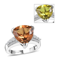 EverTrue Autumn Alexite, White Zircon Ring in Platinum Bond (Size 10.0) 5.80 ctw