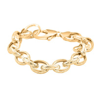 Italian 14K YG Over Sterling Silver Fancy Rolo Flower Chain Bracelet (7.50 In) (10.5 g)
