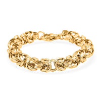 Italian 14K YG Over Sterling Silver Fancy Byzantine Chain Bracelet (8.00 In) (20.25 g)