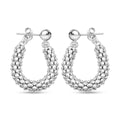 Italian Sterling Silver Pop Corn Chain Hoop Earrings (6.35 g) - Sticky add to cart bar