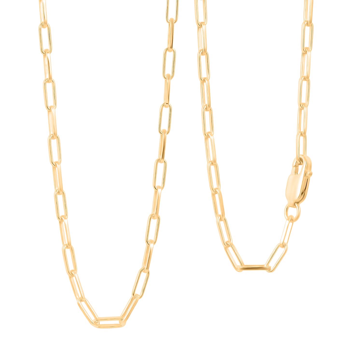 Italian 2.20mm Paper Clip Chain Necklace in 14K YG Over Sterling Silver 18 Inches 4.05 Grams