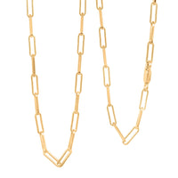 Italian 3mm Paper Clip Chain Necklace in 14K Yellow Gold Over Sterling Silver 7.05 Grams 18 Inches