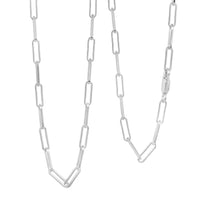 Italian Rhodium Over Sterling Silver 4.31mm Paperclip Chain Necklace (16 Inches) (12.35 g)