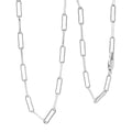 Italian 3mm Paper Clip Chain Necklace in Rhodium Over Sterling Silver 8.5 Grams 22 Inches - Sticky add to cart bar