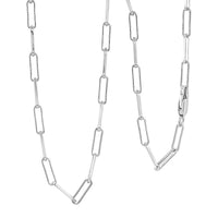 Italian 3mm Paper Clip Chain Necklace in Rhodium Over Sterling Silver 8.5 Grams 22 Inches