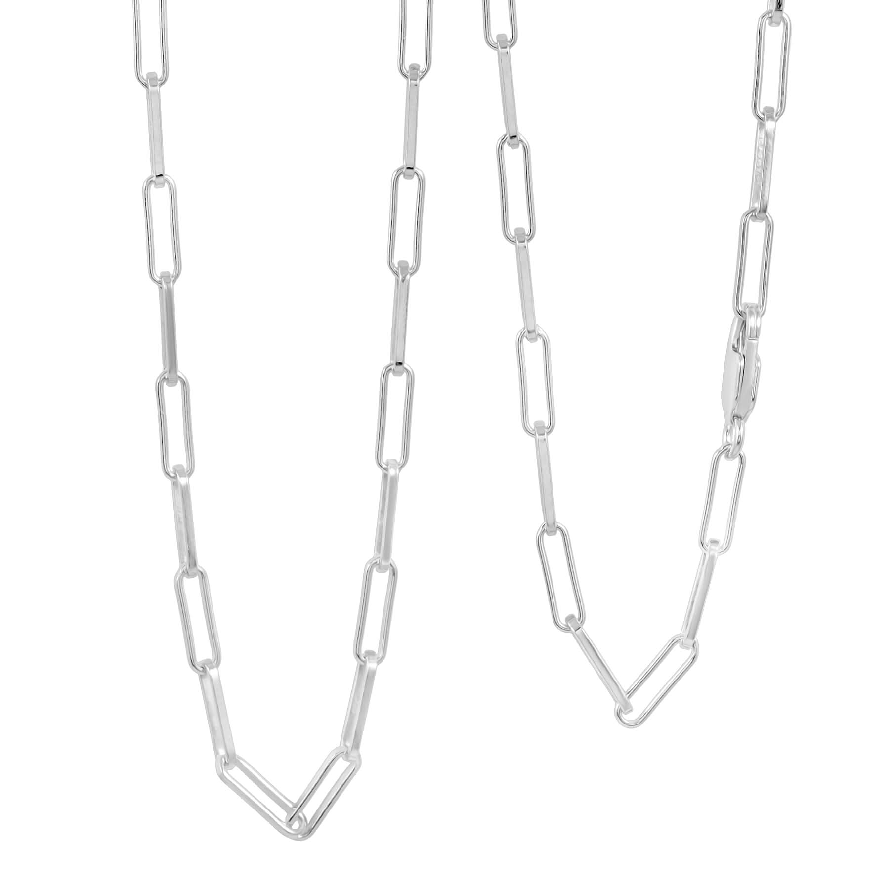 Italian Rhodium Over Sterling Silver 4.31mm Paperclip Chain Necklace (22 Inches) (17.25 g)