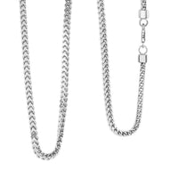 Italian 3.50 Square Wheat Chain Necklace in Rhodium Over Sterling Silver 17.5 Grams 22 Inches
