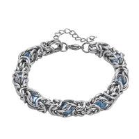 Blue Magic Color Glass Bracelet in Stainless Steel (8-10In)