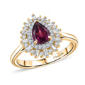 D'Joy AAA Radiant Ember Garnet, White Zircon Ring in 18K Vermeil YG Over Sterling Silver (Size 10.0) 1.60 ctw - Sticky add to cart bar