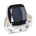 EverTrue Thai Black Spinel, White Zircon Ring in 18K YG Plated and Platinum Bond (Size 10.0) 22.70 ctw - Sticky add to cart bar
