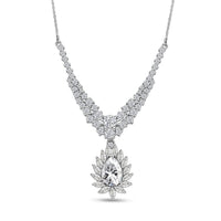 D'Joy Moissanite 4.90 ctw Blooming Lotus Necklace in Rhodium Over Sterling Silver 18-20 Inches