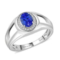 D'Joy AAA Tanzanite, Diamond Men's Ring in Rhodium Over Sterling Silver (Size 10.0) 1.15 ctw - Sticky add to cart bar