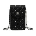 Closeout Badgley Mischka Black Vegan Leather Quilted Pearl Cell Phone Crossbody Bag (8"x4.5"x1.5") - Sticky add to cart bar