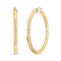 Textured Hoop Earrings in 10K Yellow Gold 4.63 Grams
