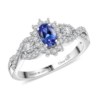 D'Joy AAA Tanzanite, Moissanite Ring in Rhodium Over Sterling Silver (Size 10.0) 1.00 ctw