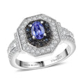 D'Joy AAA Tanzanite, Multi Gemstone Ring in Rhodium Over Sterling Silver (Size 10.0) 1.50 ctw - Sticky add to cart bar