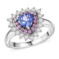 D'Joy AAA Tanzanite, Multi Gemstone Ring in Rhodium Over Sterling Silver (Size 6.0) 1.60 ctw - Sticky add to cart bar