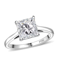IGI Certified 950 Palladium Princess Cut Luxuriant Lab Grown Diamond (E-F, VS) Solitaire Ring (Size 6.0) 3.00 ctw