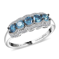 Luxuriant Lab Grown Blue Diamond (IR) and Lab Grown Diamond (SI) Ring in Rhodium Over Sterling Silver (Size 6.0) 1.00 ctw