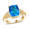 EverTrue Carribean Quartz, White Zircon Ring in 18K YG Plated (Size 10.0) 5.40 ctw - Sticky add to cart bar