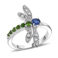 GP Trionfo Collection Kashmir Kyanite, Multi Gemstone Ring in Rhodium Over Sterling Silver (Size 10.0) (Del. in 7-10 Days) 0.65 ctw - Sticky add to cart bar