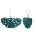 D'Joy Natural Olmec Jadeite 35.00 ctw Butterfly Earrings in Rhodium Over Sterling Silver - Sticky add to cart bar