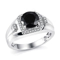 EverTrue Thai Black Spinel and White Zircon 2.70 ctw Men's Ring in Platinum Bond - Sticky add to cart bar