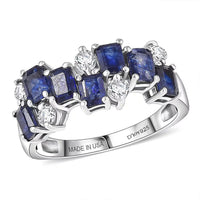 D'Joy Masoala Sapphire (D), White Zircon Ring in Platinum Over Sterling Silver (Size 10.0) 2.75 ctw