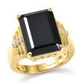 EverTrue Thai Black Spinel, White Zircon Ring in 18K YG Plated (Size 10.0) 14.35 ctw - Sticky add to cart bar