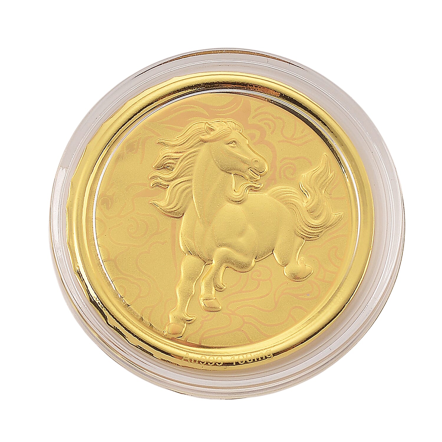24K Yellow Golden Celestial 2026 Zodiac Horse Coin Bar with Rainbow Line 100mg