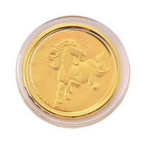 24K Yellow Golden Celestial 2026 Zodiac Horse Coin Bar with Rainbow Line 100mg