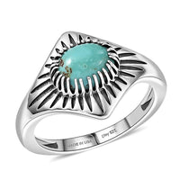 D'Joy Artisan Crafted Premium Royston Turquoise Ring in Black Oxidised Sterling Silver 1.20 (Size 10.0) 1.35 ctw
