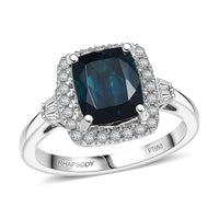 Certified & Appraised Rhapsody 950 Platinum AAAA Monte Belo Indicolite, Diamond (E-F, VS) (0.32 cts) Ring (Size 10.0) (6.90 g) 3.03 ctw